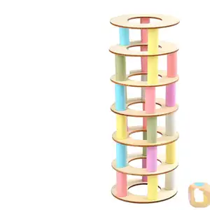 Kids Wooden Pisa Tower Toys Colorful Stacking Building Blocks Dice Balance Desktop Educational Game Gift for Children