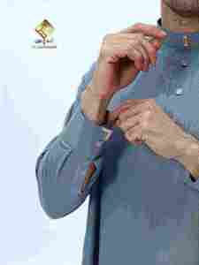 Al Haramain <b>Men</b> <b>Thobe</b> Long Sleeve Cotton Prayer Robe Solid Color Floor Length Modest Style Middle East Traditional Clothing - Product Image 4
