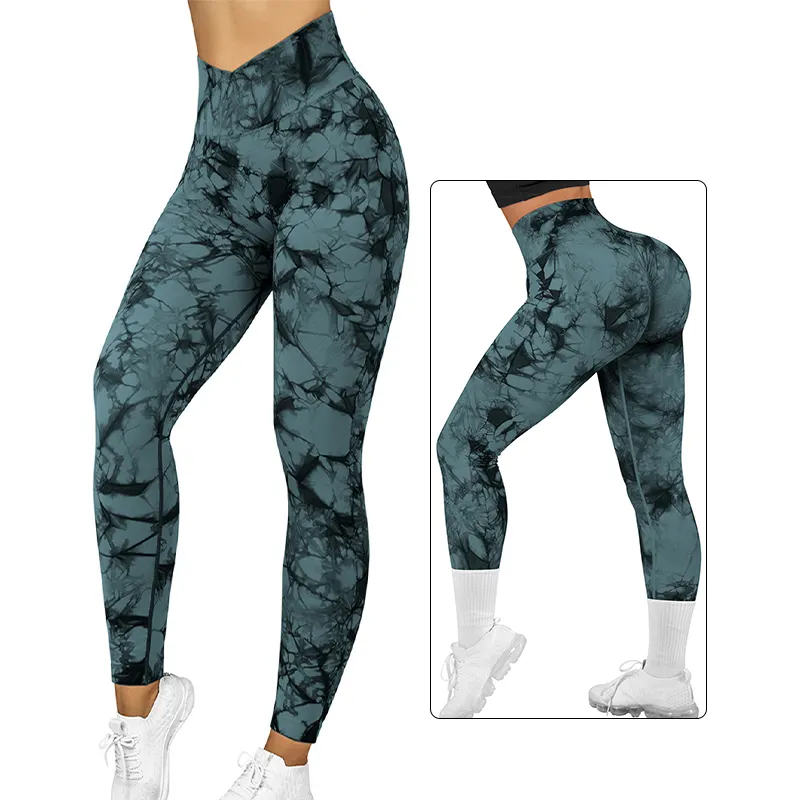 2022 New High Quality Custom Sport Pants Women Fitness Seamless High Waisted Gym Hip Lifting Tie Dye Yoga Pants Leggings