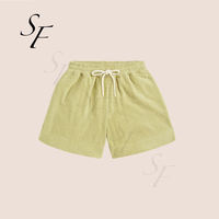 Shorts d'été décontractés pour hommes, écologiques, en tissu de velours côtelé 100% coton biologique, style hawaïen, respirants et à séchage rapide