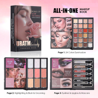 URATM Riasan Profesional Tahan Lama Eyeshadow Highlight Blush Eyeliner Lip Gloss Set Buku Riasan All-in-one