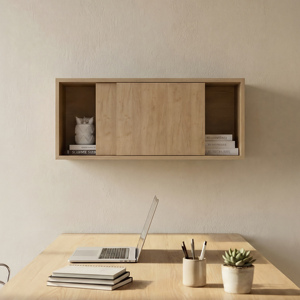 Wall Storage Cabinet 32-Inch Wide With Sliding <b>Doors</b> Compact Wall Mounted For Bedroom Office Living Room - Product Image 3