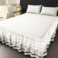 Juego de Ropa de Cama de Lujo de Poliéster de 3 Piezas, Cubrecama Acolchado con Volantes, Juego de Ropa de Cama para Toda Temporada para el Hogar, Hotel, Venta al por Mayor de Fábrica