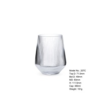 Verre à eau texturé rayé à base épaisse de 460 ml, fond plat, vente en gros pour hôtels, restaurants, traiteurs et banquets, OEM