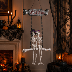 Decorazioni di Halloween Pafu: <span class=keywords><strong>Scheletri</strong></span> di Sposi a Grandezza Naturale, Accessori Sospesi, Cartello di Benvenuto con Coppia di <span class=keywords><strong>Scheletri</strong></span> per Halloween - Product Image 2