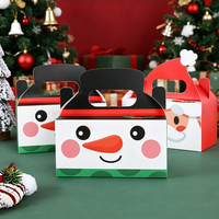 Neues Design Bäckerei-Box Rot Individuell Grüne Snack- und Dessertbox Weihnachtlich Gemusterte Geschenkbox für Gäste mit Griff
