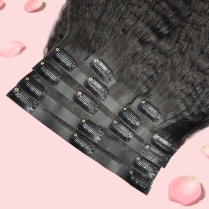 ผมต่อแบบคลิปหนีบชนิดตรงแบบหยิกเล็กน้อย ทำจากผมแท้ Remy  ไร้รอยต่อ หนาเต็มปลาย  ผมแท้ 100% สำหรับผู้หญิงผิวสี - Product Image 2