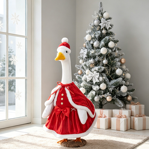 Disfraz de Ganso Navideño para Porche con Gorro de Santa, Ropa de Cosplay para Estatuas de 23 Pulgadas, Decoración para Fiestas de Invierno en el Jardín, Atuendos para Gansos de Porche - Product Image 4