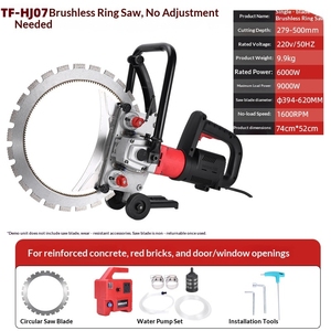 Scie circulaire électrique 9800W sans balais, portative, pour découpe de béton, profondeur 300-400mm, 110V/220V, alimentation en <span class=keywords><strong>eau</strong></span>, pour ouverture de sol et découpe d'escaliers - Product Image 2