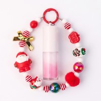 Porte-clés pendentif brillant à lèvres imperméable Noël 2026, innovant, double couche, en matériau minéral, avec logo, saveur miel et pain d'épices