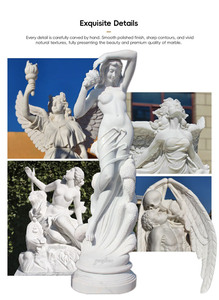 YOUFINE Estatua de Poseidón Tallada a Mano en Mármol Blanco, <span class=keywords><strong>Escultura</strong></span> del Dios Griego del Mar Neptuno con Tridente Dorado para Paisajes Costeros - Product Image 4