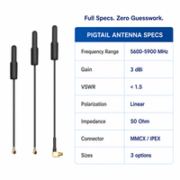Antenne Pigtail à polarisation linéaire 5,8 GHz 3dBi 5600 5900 MHz 50 Ohm MMCX U.FL IPEX pour drone FPV et récepteur VTX