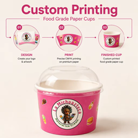 Gobelets à crème glacée personnalisés 3oz 5oz 8oz 12oz 16oz avec couvercles en dôme, gobelets en papier jetables pour les boutiques de crème glacée molle