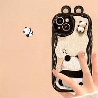 Étui de téléphone portable en Silicone de conception d'affix de poupée panda tridimensionnelle populaire pour Iphone 7 8 X Xr Xs11 12 13 14 15 16 17 Pro Max