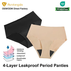 Culottes menstruelles réutilisables personnalisées OEM ODM, <span class=keywords><strong>taille</strong></span> <span class=keywords><strong>haute</strong></span>, 4 couches, anti-fuites, absorbantes, respirantes, sans couture, pour femmes - Product Image 1