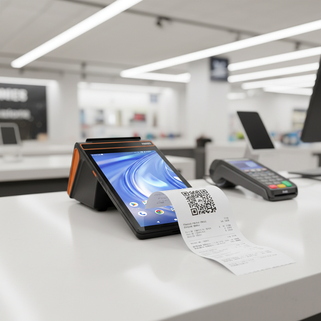 Tax Control Android 14 Touch Screen POS System GMS 8-Core 8" Tablet Fingerprint 80mm Receipt Printer 4G WiFi USB SIM Dual NB80T
