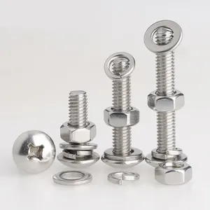 High Quality 304 Extended Stainless Steel TM Large Flat Head Screws Nuts Flat Washers Set