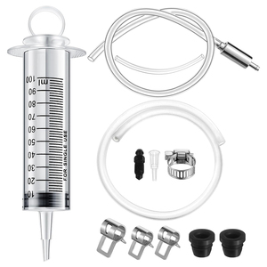 Kit de purge de freins et d'embrayages à disque hydrauliques avec seringue de 100 ml / Outil de purge avec tube à clapet unidirectionnel / Pinces à ressort - Product Image 1