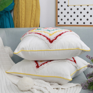 Cầu Vồng màu tam giác chần chừ đệm Bìa 18x18 inch, 100% Cotton kết cấu gối Trường hợp với Tua/ - Product Image 5