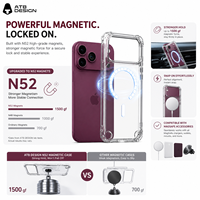 Étui de téléphone magnétique ATB pour iPhone 18 17 16 Pro Max, coque transparente antichoc, coins renforcés, protection arrière