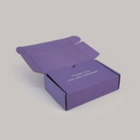 Boîtes cadeaux élégantes en carton ondulé E-flute, couleur violette personnalisée, avec couvercle, pour petites entreprises, MOQ inférieur