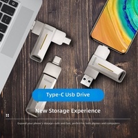 KDATA Chiavetta USB in Metallo 3.0 USB3.2 400MB/S Type-C Doppia Porta Pendrive con Blocco Crittografato 128GB 256GB 512GB OTG PSSD