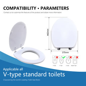 Asiento de Inodoro Moderno OEM de MDF, Asiento de Inodoro Redondo Blanco de Madera Moldeada, <span class=keywords><strong>Tapa</strong></span> de Inodoro de Duroplast, Asientos Sanitarios Fáciles de Limpiar para Baño - Product Image 4