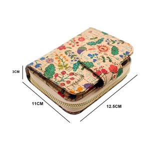 Custom Design Women's <b>RFID</b> <b>Blocking</b> Vegan Recycled Eco-Friendly Short Fashion <b>Wallet</b> with Polyester Lining and Cork Material - Product Image 2