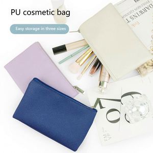 Large Capacity Fashion PU Storage <b>Bag</b> Soft Handle for <b>Makeup</b> Tools Custom Portable Square Lipstick <b>Brush</b> Zipper Closure Logo - Product Image 4