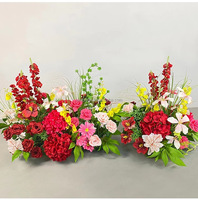 Dinding latar belakang bunga buatan merah NINI, dekorasi pernikahan, grosir, desain custom, dekorasi acara, pasokan pabrik, pesanan massal