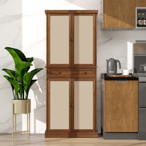 Modern Wood 4-Door <b>Cabinet</b> with 2 Drawers 4 Adjustable Shelves Bedroom & Apartment Storage for Hotel Use - Product Image 1