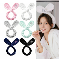 Headband Rias Wajah Pakcare Cute Bunny Ear, Bahan Fleece Coral Lembut, Penutup Rambut untuk Spa, Perawatan Kulit, dan Mencuci Muka