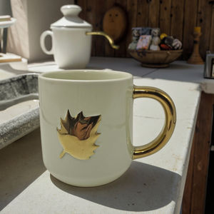 Venta al por mayor de tazas de cerámica con mango dorado personalizado patrón de calabaza sublimación todo el gres vegetariano para Matcha Brewing Drinking Cup - Product Image 4