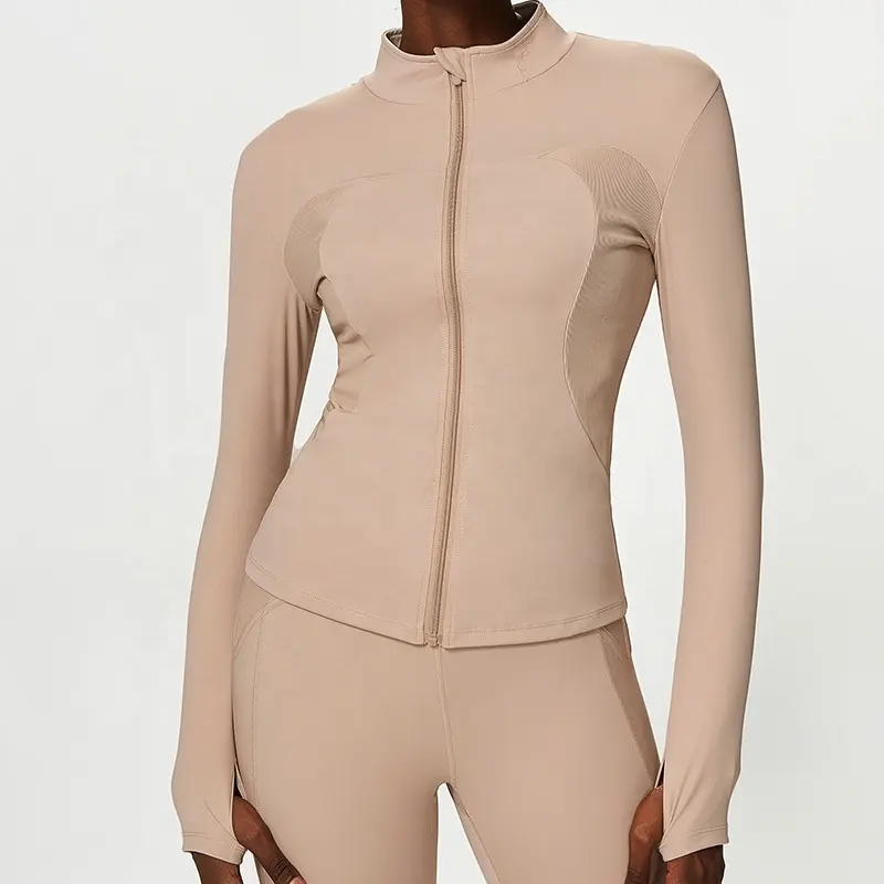 Women Cropped Gym Crop Jacket Custom Zipper Tops Jackets Coat Sports Wear Compression Track Jacket Workout Clothing