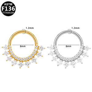 Anneau de nez en titane F136 ASTM, bijou de septum avec design étoile en zircon pour piercing - Product Image 5
