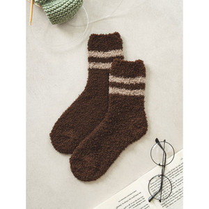 Monfoot da donna calze da notte con stampa Jacquard a righe marroni traspiranti lavorate a maglia con Logo personalizzato taglia unica - Product Image 1