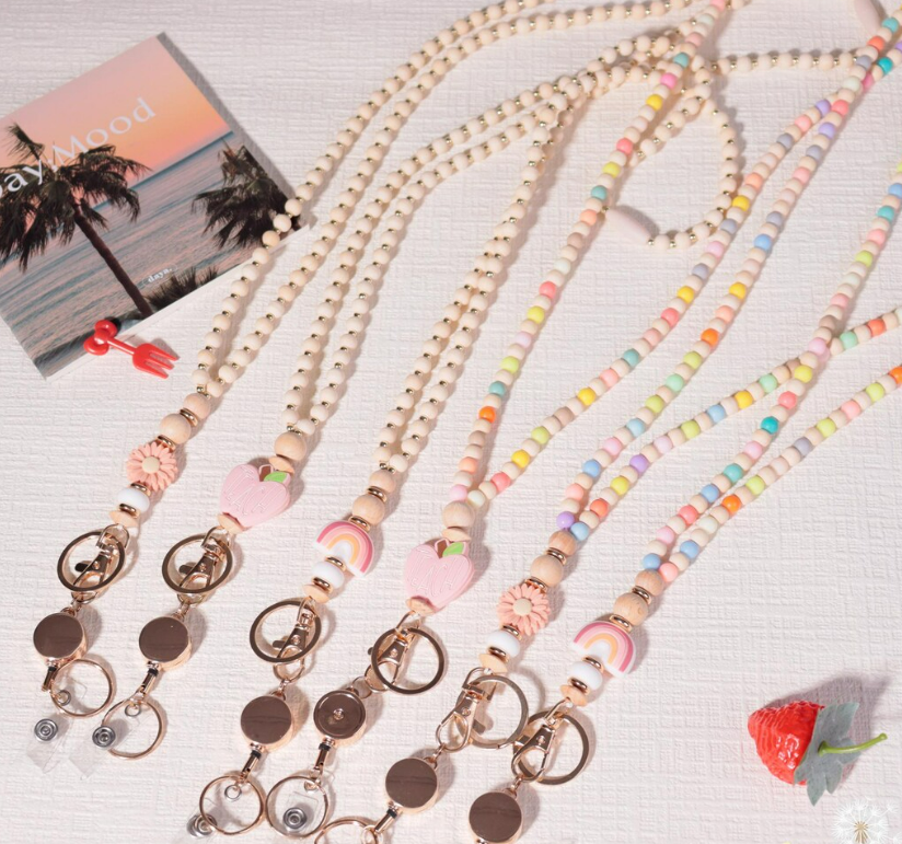 Custom Silicone Beads Acrylic Blank Pencil Teacher Lanyard Wholesale