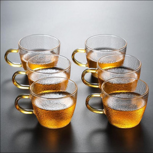 ชุดถ้วยชาแก้วลายตอก 6 ชิ้น พร้อมหูจับ สำหรับชิมชา ชุดชากังฟู - Product Image 1