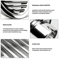 Grille de ventilation ronde en acier inoxydable 304, blanche, anti-parasites et antirouille, pour sortie murale, cuisine, salle de bain, sèche-linge, camping-car