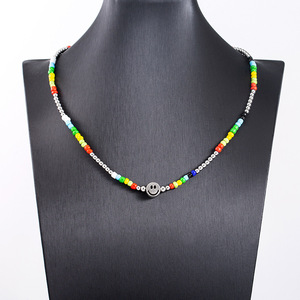 สร้อยคอหน้ายิ้มประดับลูกปัดสีรุ้งสไตล์ญี่ปุ่นเกาหลีสำหรับผู้หญิงเครื่องประดับแฟชั่น - Product Image 2