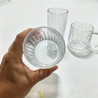 Ensemble de 3 tasses en verre texturé irisé, gobelets à nervures verticales, mug en verre gaufré avec motif d'arbre de Noël pour les boissons chaudes, cadeau