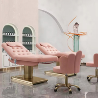 Mobilier de salon de haute qualité rose esthétique spa facial table de massage 3 moteur électrique cils chaise inclinable lit de beauté