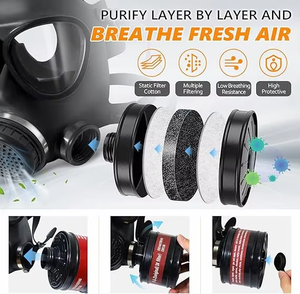 Máscara de Gas de Silicona de Cara Completa Reutilizable, Respirador Industrial Reutilizable con Filtro CE CBRN, Certificado Anti-Tóxico, Nuclear y de Humo, de 3 Capas - Product Image 6