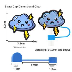 En gros, Topper de paille réutilisable en caoutchouc souple de haute qualité, série Météo, 10 mm, motif dessin animé mignon - Product Image 2