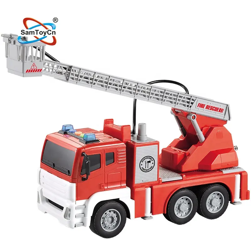 Samtoy Electric 1/12 Diecast Toys Spray Water Engine Model Car Friction Toy Vehicles Fire Truck Toy for Kids