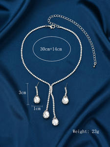 Conjunto de Collar y Aretes de Cristal con Baño de Plata y Diamantes de Imitación, Diseño de Gota de Agua, Romántico y Glamuroso, para Momentos Inolvidables - Product Image 6