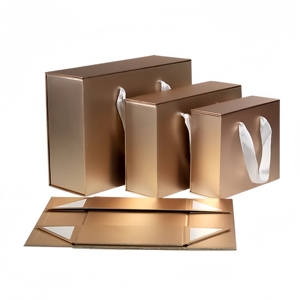 Boîte cadeau rigide pliable personnalisée, structure enveloppe, emballage en carton avec poignée en ruban pour utilisation en vente au détail - Product Image 4