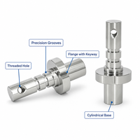 Arbre usiné CNC de précision avec bride, arbre de transmission fileté en acier inoxydable avec gorge pour machines industrielles
