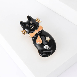 Broche de bruja de dibujos animados, regalo de boda de Halloween, joyería, broche de calabaza, murciélago, gato, broche chapado en oro con diamantes de imitación de cristal - Product Image 4