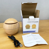 Diffuseur de vase à grain de bois blanc Mini humidificateur à brume fraîche à ultrasons Humidificateurs à grain de bois de forme ronde